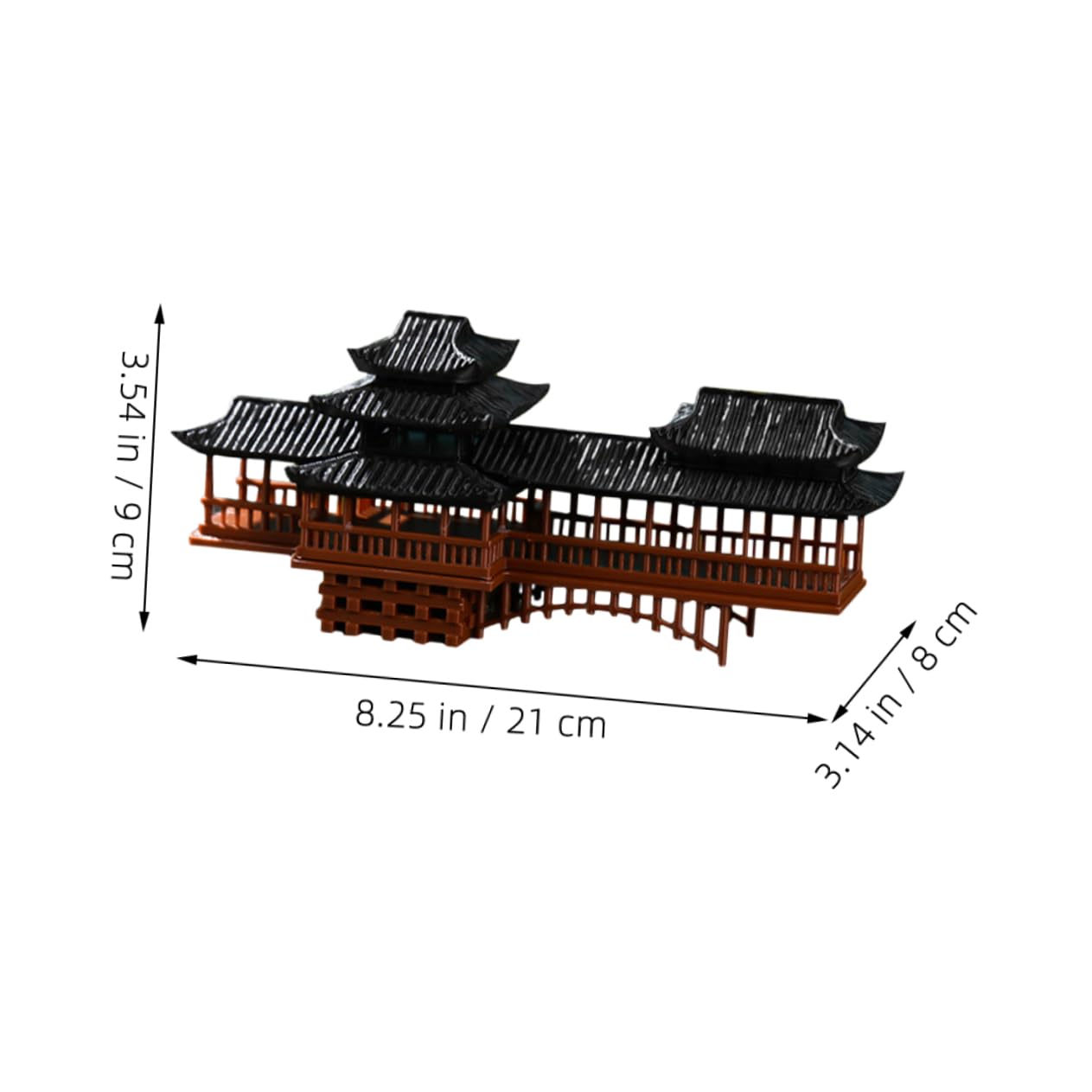 Cabilock Figurine de Mini Pavillon en Plastique Résistante aux Intempéries Détails Fins, Décor de Jardin Asiatique pour Dollhouses et Aquariums, Style Architecture Chinoise Traditionnelle
