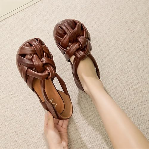Women's Ethnic Mary Jane Flats - 1.5cm Woven Platform Summer Hollow Slippers4