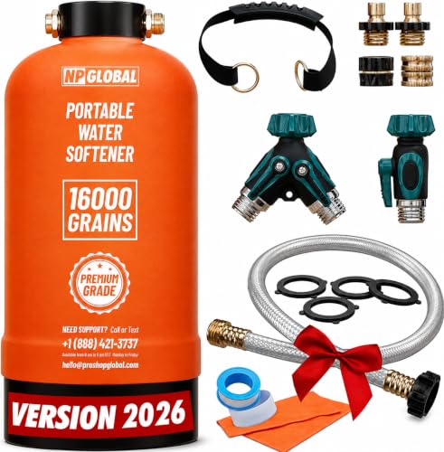 NPGLOBAL RV Water Softener Portable - 16,000 Grain...