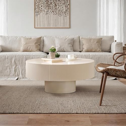 Table basse ronde en bois faite main meuble élégant salon - 8