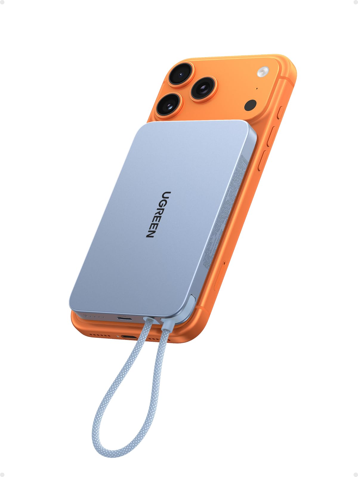 UGREEN MagFlow Air Qi2 15W Power Bank Ultrasottile 10000mAh PD 30W (Blu) | Batteria Esterna Wireless Magnetico Ricarica Rapida USB C 30W Compatibile con Magsafe iPhone 17 16 15 14 13 Air Plus Pro Max