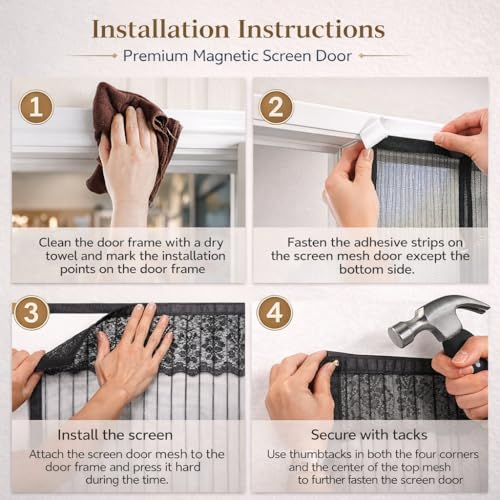 Image of Door Net for Home Entrance 200 * 100cm Black Magnetic Net for Door Auto-Closing Insect Screen to Keep Mosquito Out