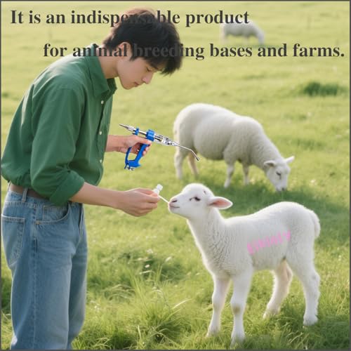 30 ML Adjustable Veterinary Metal Feeding Gun, Continuous Drench Gun Continuous Dosing Device Veterinary Medicine Dispenser Husbandry Autonomous Feeding Tool, for Pig Cow, Sheep, Horse