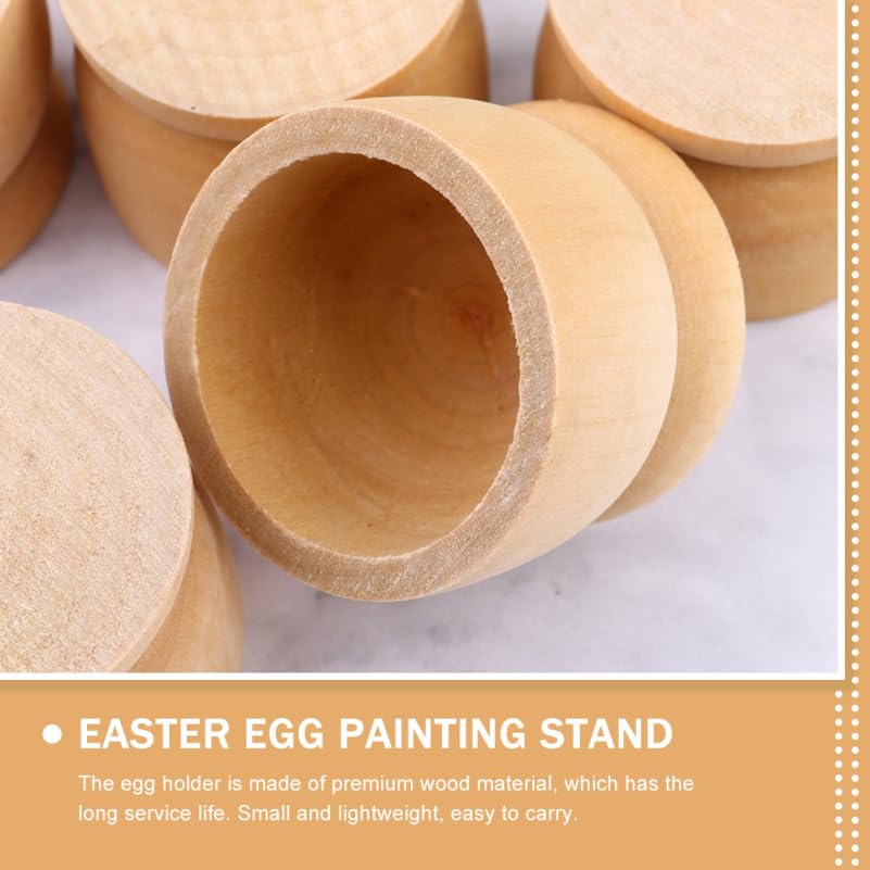 Amosfun 12PCS Wooden Egg Cup Holders Stands DIY Blank Unfinished Wooden Egg Stands Holders 1.65''x1.26'', 4.2X3.2CM, (43L90212B4)