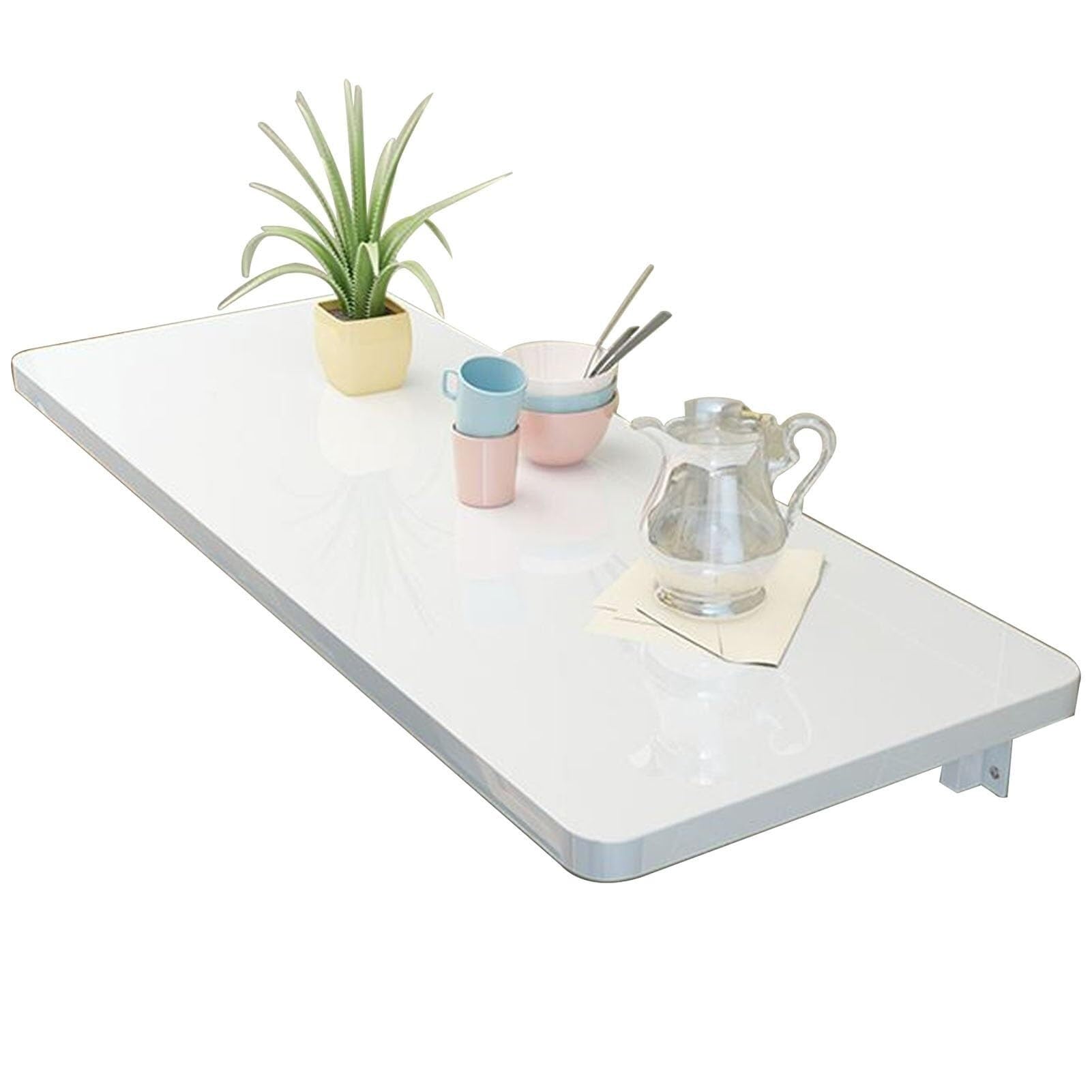 GBRJUYF Drop-Leaf Dining Table, Wall Mounted Floating Folding Table, Wood Fold-Down Desk for Small Office Home Kitchen, Foldable Breakfast Bar Table 60x40cm