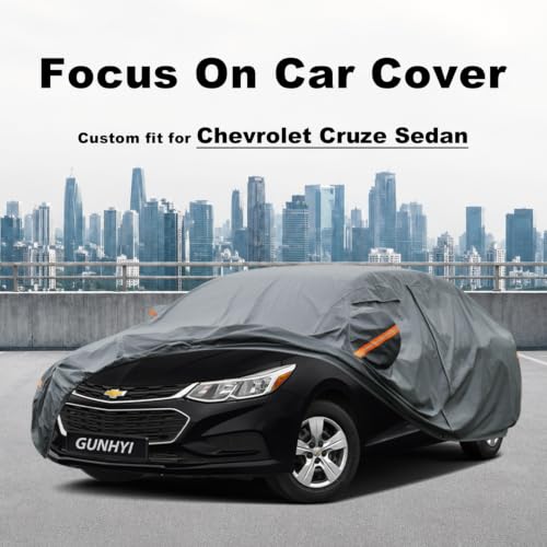 Image of GUNHYI Premium Car Cover Custom Fit Chevrolet Cruze Sedan, 16 Layers Heavy Duty Car Cover Waterproof All Weather with Zipper Door for Sun Rain Snow Dust Uv Protection