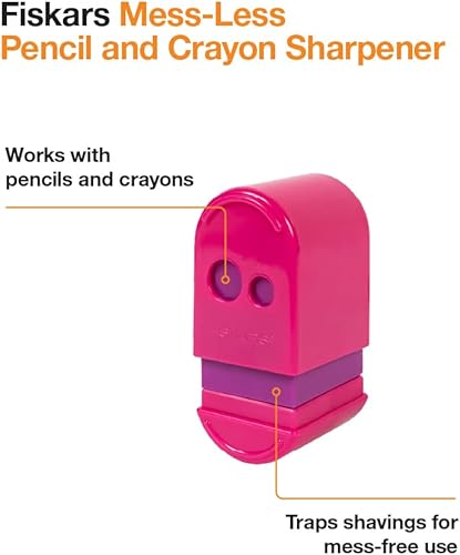 Miniatura 7 de Fiskars 12-95900J, sacapuntas para lápices y crayones, no ensucia, el color puede variar