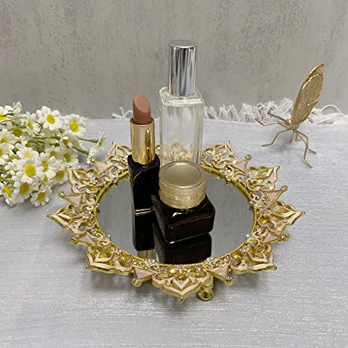 Vanity Tray, Ring Holder Jewelry Ornate Dish, Metal Decorative Makeup Tray for Vanity, Dresser, Bathroom, Bedroom by Tricune - Used condition - Image 3