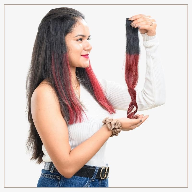 Hair Originals 100% Natural Human Hair Clip In Balayage Streaks- Punchy Plum, 12 Inches, Single Clip-image-21