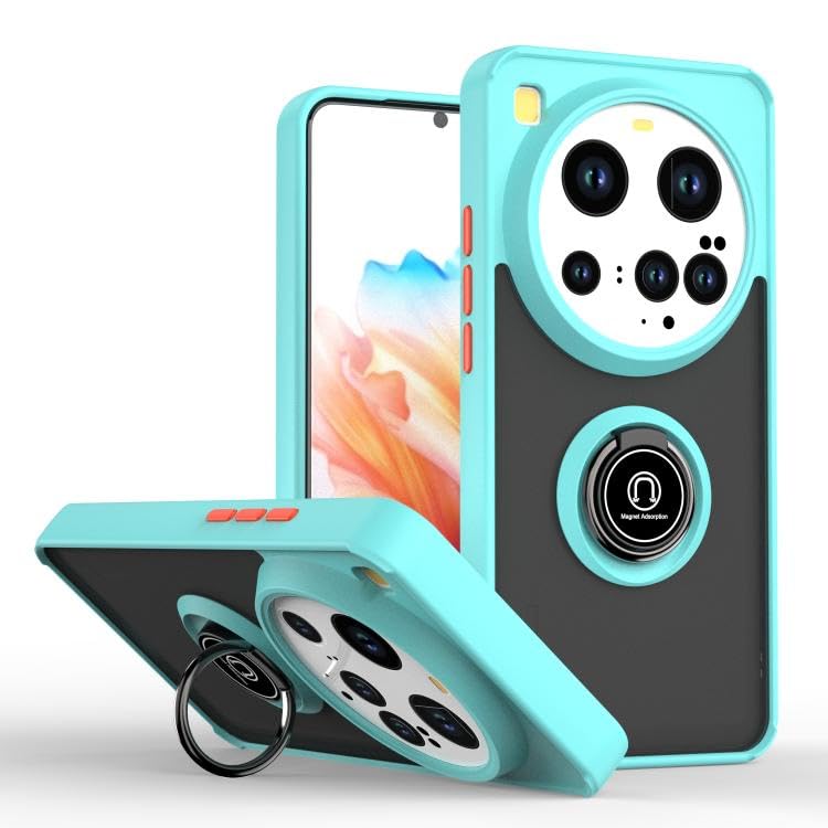 SHIHUI Phone Cases For Xiaomi 15 Ultra Q Shadow 1 Series TPU Hybrid PC Phone Case with Ring(Sky Blue)