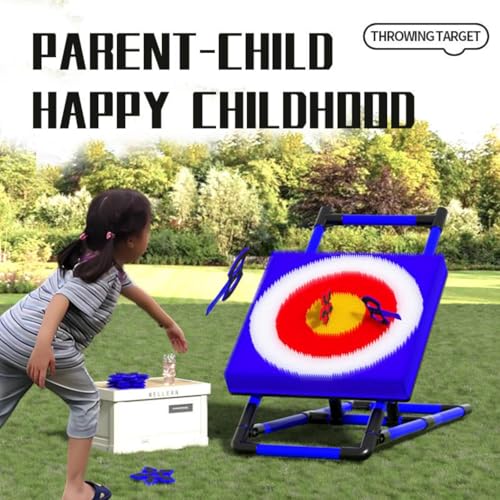 Throw Target Game Set, 2-in-1 Axe Throw & Lawn Dart Combo Hinterhof-Spiel Set für Innen- und Außenbereich mit 8 Langstreifen-Axt & 8 Sechs-Sterne-Dart für Familienkinder Erwachsene – Bild 4