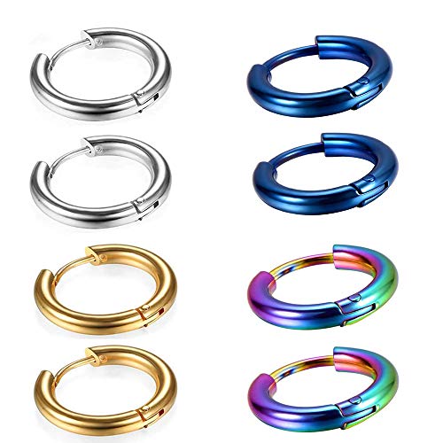 Image of 316L Surgical Stainless Steel Huggie Hoop Earrings 6mm 8mm 10mm 11mm 12mm 14mm Hypoallergenic Earrings Ring Cartilage Helix Lobes Hinge Sleep Earrings for Men Women