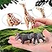 SIENON 12pcs Wild Animals Figure Toys with Cards, Plastic Realistic Zoo Jungle Safari Figurines with Elephant Lion Giraffe Bear Gorilla Hippo for Kids Educational Learning Party Favors Cake Decoration