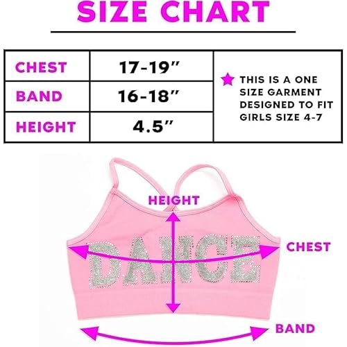 Girls Training Bra Camisole w/Dance Embellishment - Crop Cami Bras for Girls Spaghetti Straps Comfort Age 4-74