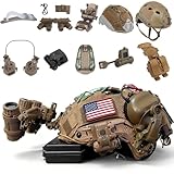 Multifunctional Tactical Fast Helmet, Military Airsoft Bump Helmet 10-in-1 Set, with Headphones and IR Light, for Paintball, Outdoor Field & Cosplay