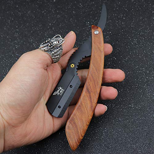 manual razors redwood handle shaver men's shaving razor professional barber Hair cut razor change blade type shaving knife Professional Straight Edge Razor with 10 both Edge Blades stainless blades
