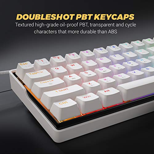 KEMOVE Snowfox DK61 60% Tastiera meccanica da gioco senza fili/cablato Bluetooth 5. 1 Hot Swappable RGB Retroilluminato PBT Tasti Pieni Programmabili per Win/Mac (Interruttore Giallo Gateron)