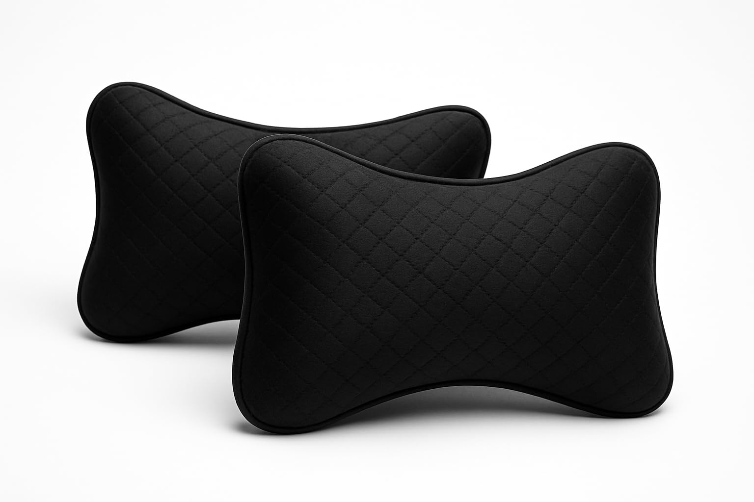 Autouniko Velvet Soft car Neck Pillow 2 Pieces (Black) for Travel, Travel Micro Foam Rest Pillow/Cushion Set of Pillows Compatible with All Cars