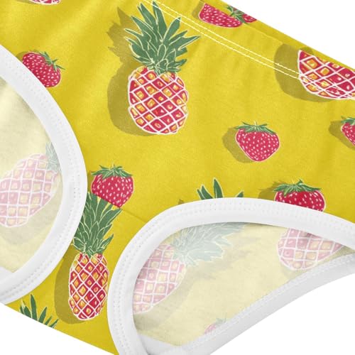 Wusikd Strawberry Yellow Girls' Underwear Cotton Pineapple Girls Briefs Soft Toddler Underwear 2T4