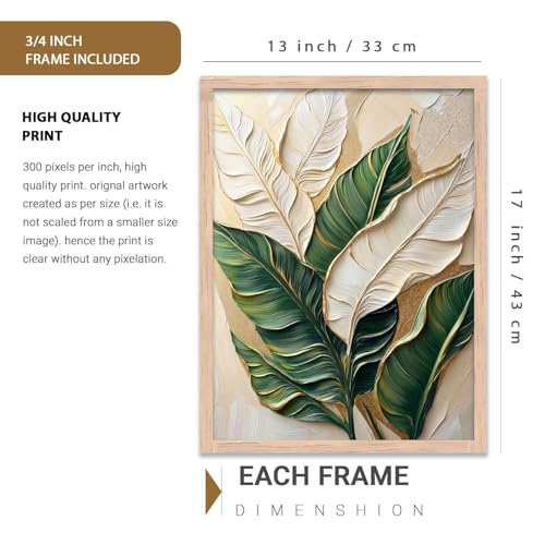 Image of kotart Aesthetic Leaf Art Home Decoration|Paintings With Frame For Living Room Bed Room Hotel Wall Decor Digital Reprint (13x17 inch)