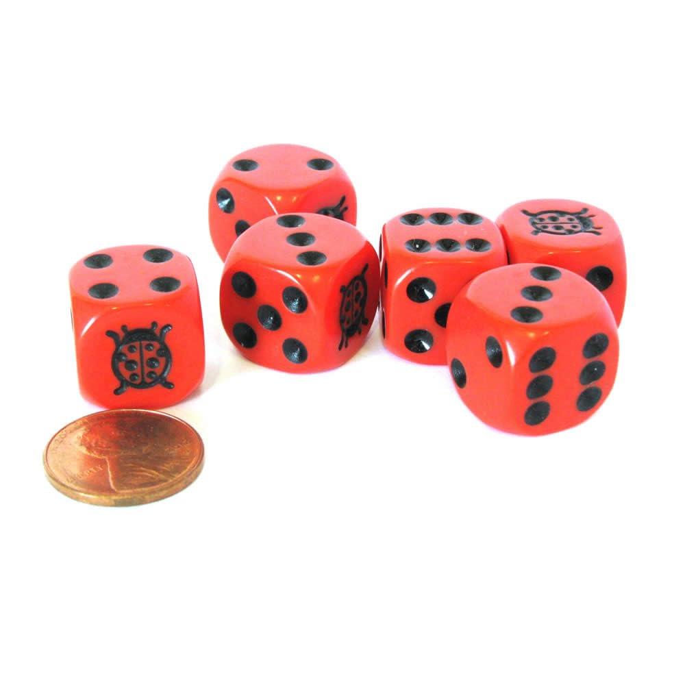 Wondertrail Dragon Dice Set - 4x Red Opaque D6 With Black Pips & Dragon Symbol (16mm) - View #9