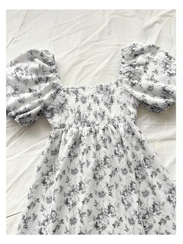 Image of Floerns Women's Floral Dress Puff Sleeve Dress Square Neck Summer Vacation Picnic Mini Dresses