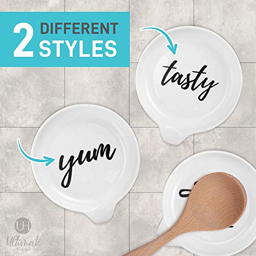 image for Ultimate Hostess Oversized Spoon Rest for Kitchen - 2 Pack - White Cer