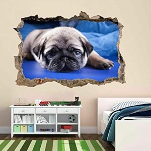 Muurstickers 3D Spiegelweergave Doorbreken De Muur Vinyl Muurstickers Verwijderbare DIY Vinyl Muurstickers Dog voor…