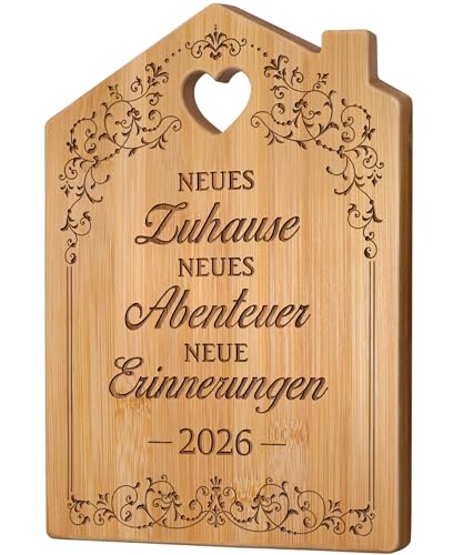 Geschenk zum Einzug 2026 - Graviertes Bambus Schneidebrett, Einzugsgeschenke Wohnung...