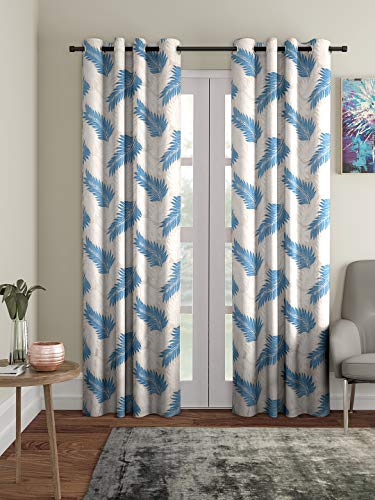 Image of Cortina 2 Piece Panel Eyelet Polyester Curtains - Group 2 (Blue, 7 feet)