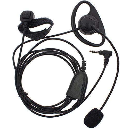 KENMAX D Shape Earpiece Headset with Finger PTT Boom Mic for Two Way