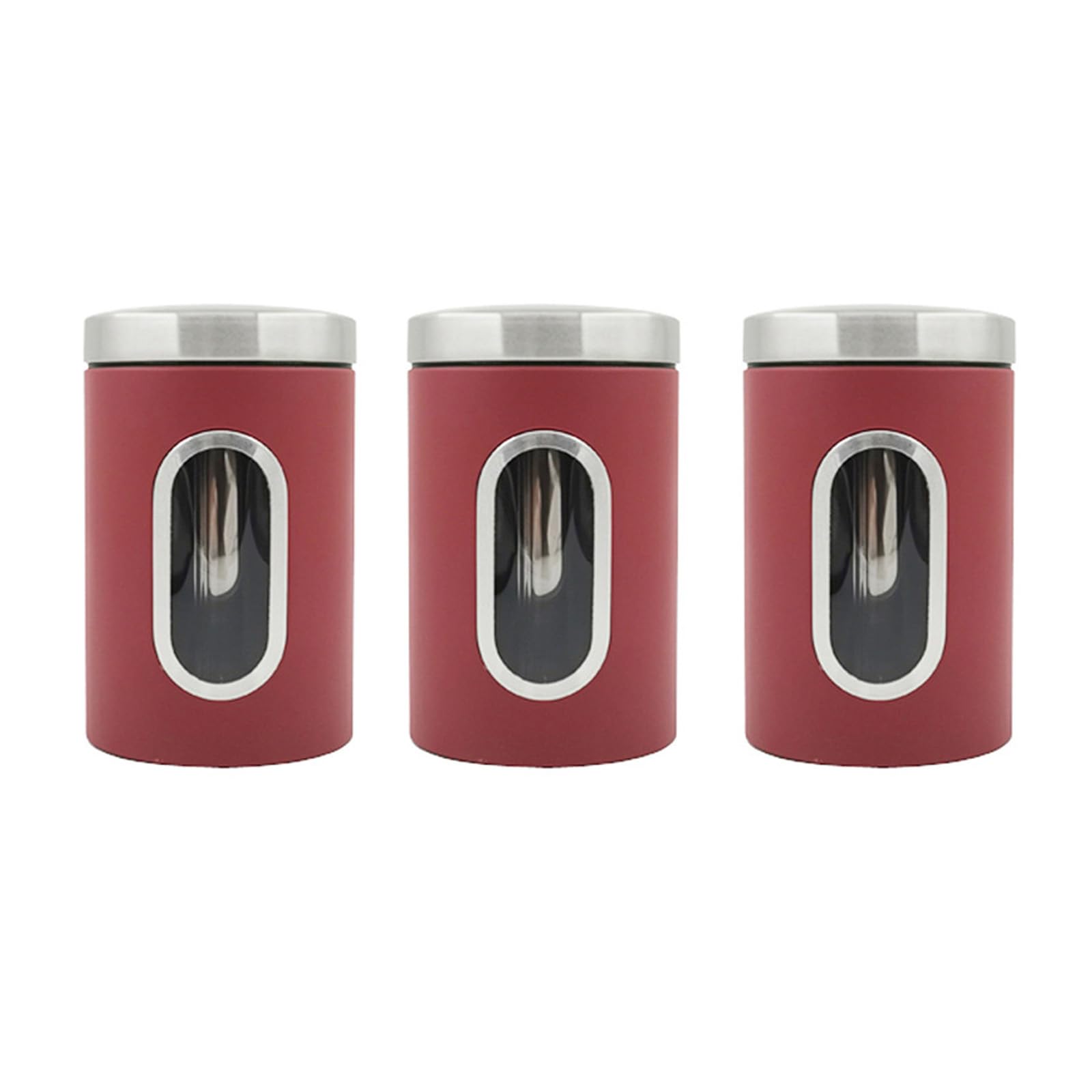HDOYTXXM Of 3 Multipurpose Chromes Finish Airtights Food Storage Containers Clear Window for Coffee and Sweeteners Organizers Kitchen Storage Container