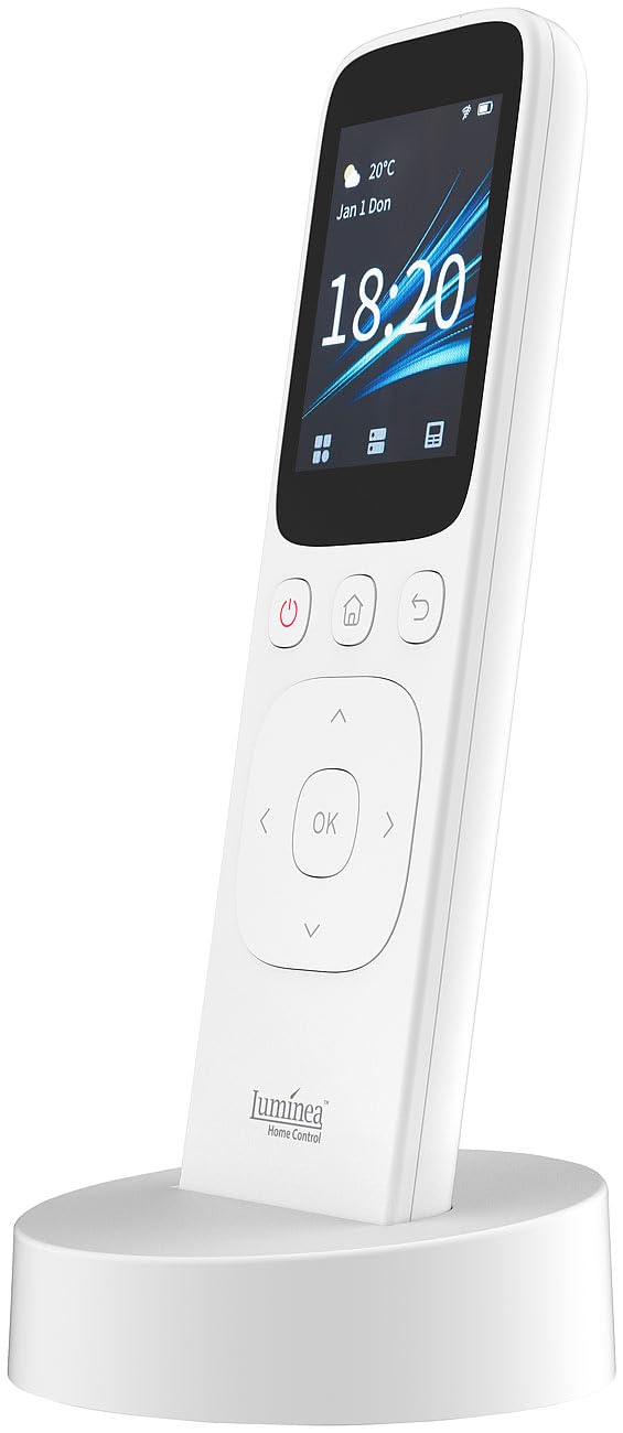 Luminea Home Control Smart Home Fernbedienung: 2in1-WLAN- und IR-Touch-Fernbedienung für ELESION-Szenen, Hifi & Co. (Universal Touch, Programmierbare, Sat)