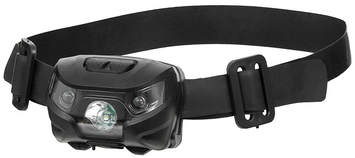 MFH LED Stirnlampe Stirnlampe, wiederaufladbar, schwenkbar, spritzwassergeschützt