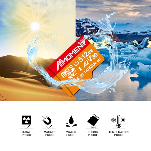 Image of MMOMENT MM23 512GB Micro SDXC Card, A2, UHS-I, U3, V30, Class 10 Compatible, Read Up to 160 MB /s,Write Up to 120 MB /s, SD Adapter Included