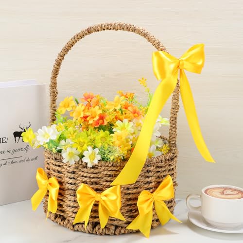 Image of woric Yellow Satin Ribbon 1 1 /2 Inch 60 Yards Yellow Bows for Fall Wreath Decor Graduation Crafts Gift Wrapping Flower Bouquet Memorials Harvest Party Halloween Holiday Decorations