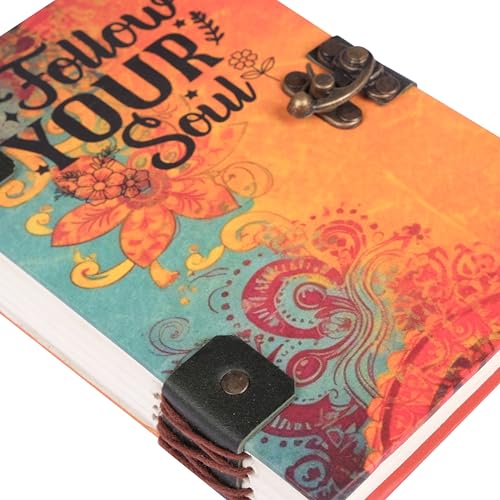 Image of CRAFT JUNKY Journal Diary with Handcrafted Box, 5 x 7 Inch Special Binding Unruled Lock Diary for Girls, Art Book with Aesthetic Print Sketch Book for Artists, 200 Acid-Free Pages A5 (SOUL)