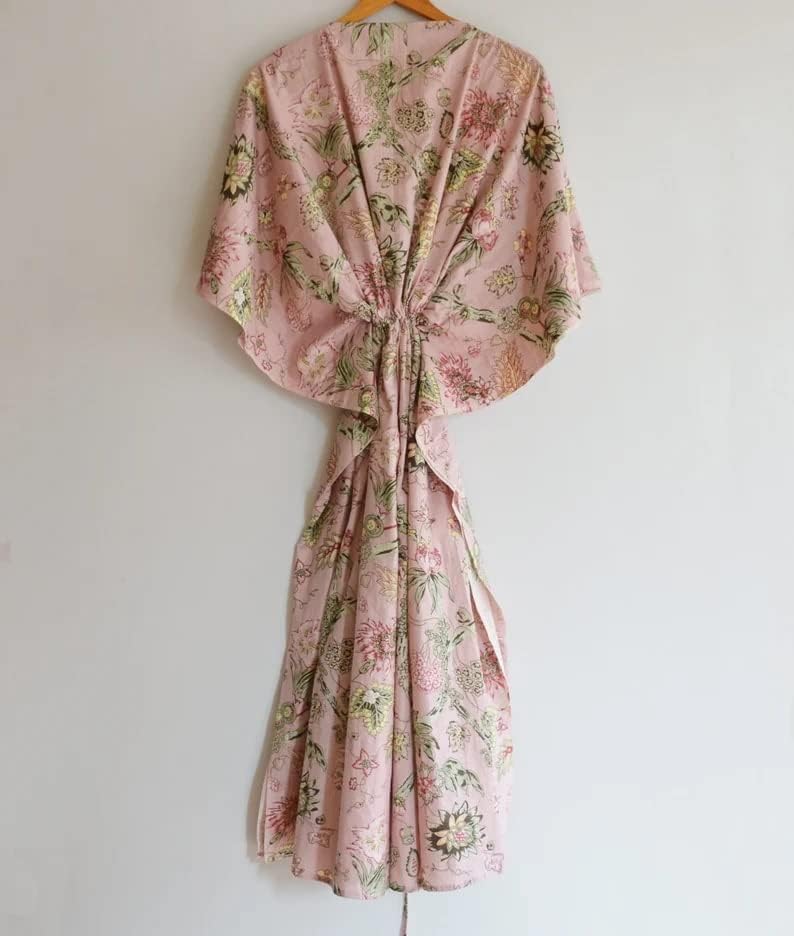 INDACORIFIE Indian Handmade Women Cotton Kaftan, Comfortable Clothing Hand Block Print Caftan, Kaftan Dress Beach Cover Up, Sleepwear, Summer Maxi Dress Multi