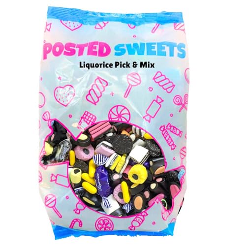 Image of Posted Sweets 700g LIQUORICE BAG OF PICK & MIX SWEETS - Large Classic Retro Soft & Chewy Candy Selection Pick n Mix - Gift Bag - Perfect Movie Night Hamper, Treats for Kids, Adults, Birthday Gifts