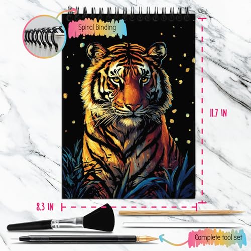 animals scratch art book for adults - colorful animal series scratch art  scratch painting foil art for adults  scratch and sketch animal series books  foil engraving scratch art animal series