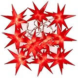 Nipach GmbH 10 LED Lichterkette Weihnachts-Sterne rot Trafo Timer Weihnachts-Deko Sternenkette Weihnachtssternkette Weihnachtsdeko Xmas-Deko