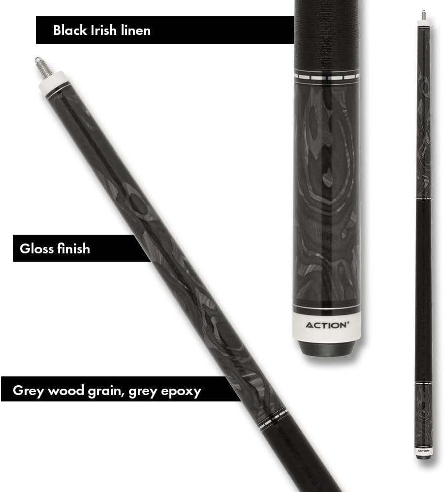 Action Fractal Billiards Pool Cue Stick - Burl Black w/Grey