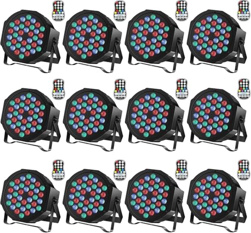 Rechargeable Stage Par Lights U`King RGB 36 LED Uplights Battery Powered with RGB 36W DJ Uplights Sound Activated Control for Wedding DJ Disco Events Halloween Church Live Party - 12 Pack