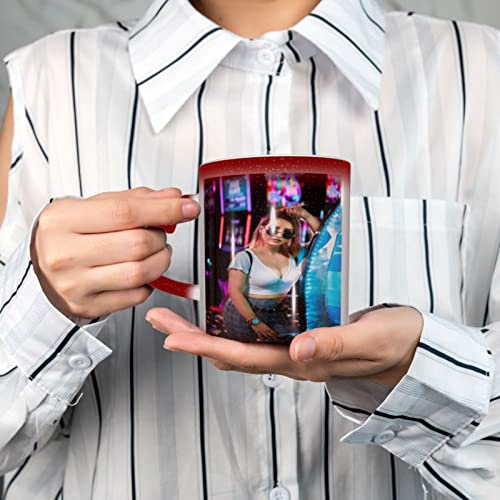 Naispanda Herz Zaubertasse mit Foto Name Text Bedrucken Lassen Magic Mug Personalisieren Fototasse Zauberbecher Selbst Gestalten Tasse Personalisiert Zaubertasse Bedruckt mit Foto Kaffeebecher Rot