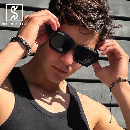 SHEEN KELLY Lunettes de Soleil Rétro 80s Hexagone Orange Homme Femme