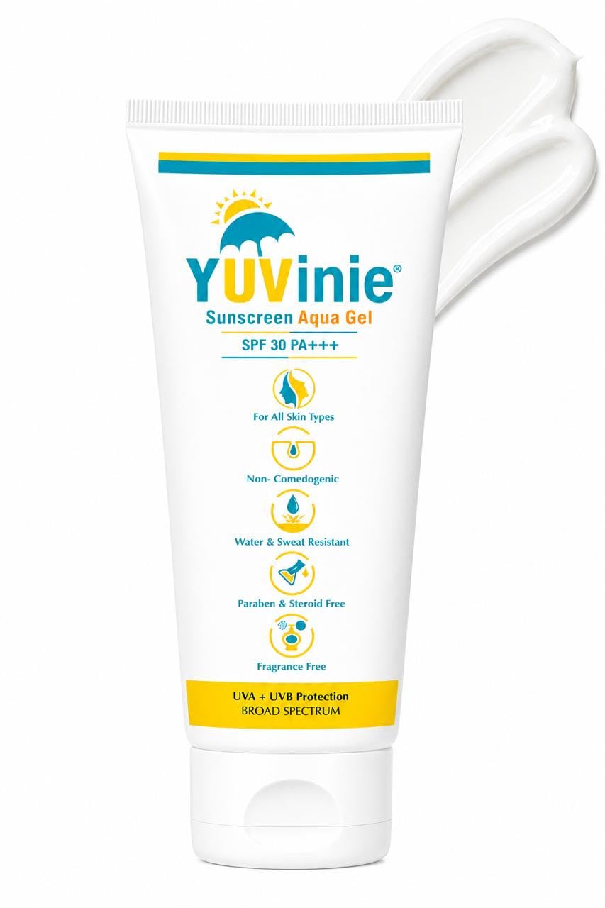 Sunscreen Aqua Gel SPF 30 PA+++, Broad Spectrum UVA+UVB By Grow Key, Non-Comedogenic, Water & Sweat Resistant, Paraben & Steroid Free, Fragrance Free for All Skin Types, 50g-image-46