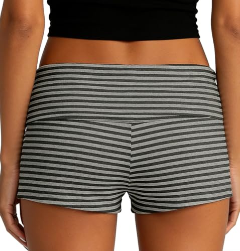 Image of Women Fold Over Mini Shorts Y2K Lounge Pajama Bottoms Low Rise Booty Shorts