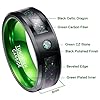 NUNCAD Mens and Womens Tungsten Wedding Ring with Black Celtic Dragon and Green Carbon Fiber Comfort Fit Size S1/2 #4