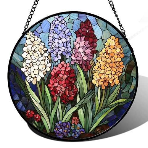 Hyacinth Stained Glass Window Hanging Suncatcher Gift for Women 6.3"