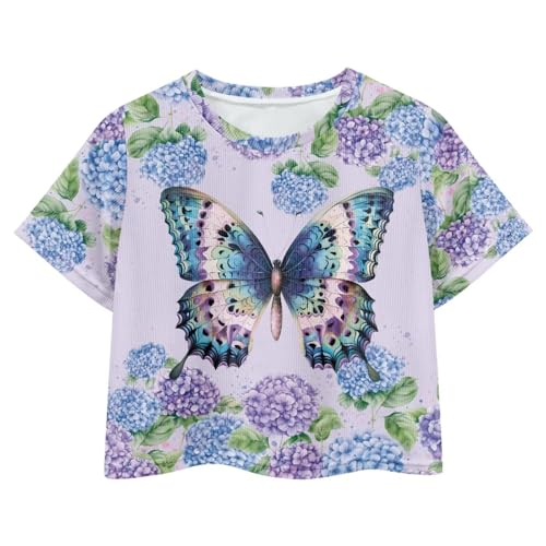 Image of 4th of July Shirt for Girls 7-8 Years US Flag Crop Tops Kids Outfit Independent Day Graphic Tee-